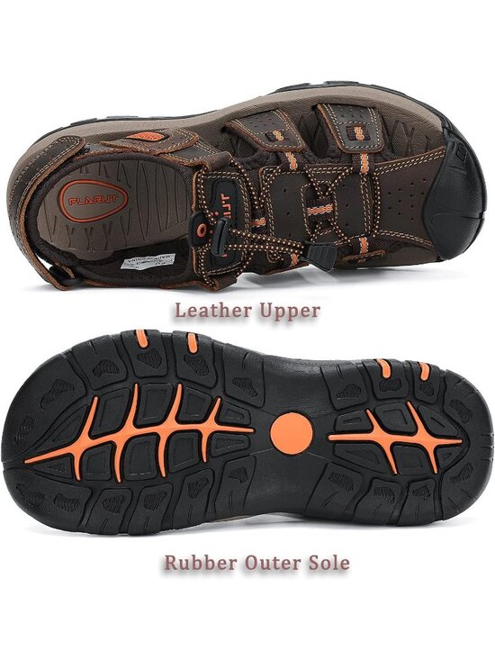 Men\'s Dark Brown Closed Toe Leather Athletic Outdoor Hiking Sport Sandal Shoes main image 5